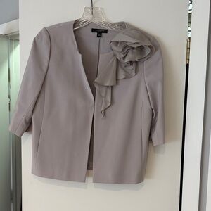 Ann Taylor Soft Gray Women's Blazer with Ruffle Detail